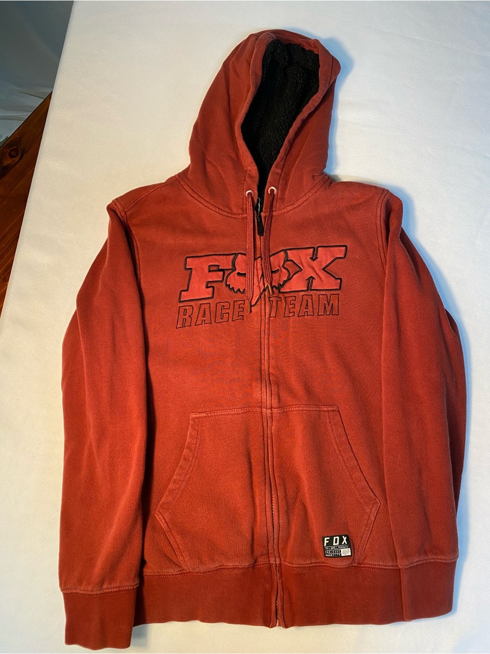 Fox Race Team Men's Rust-Red Fleece Lined Zip Hoodie